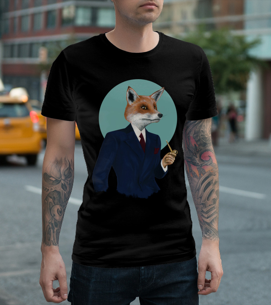 Mr Fox Dapper Suit Smoking Pipe T-Shirt