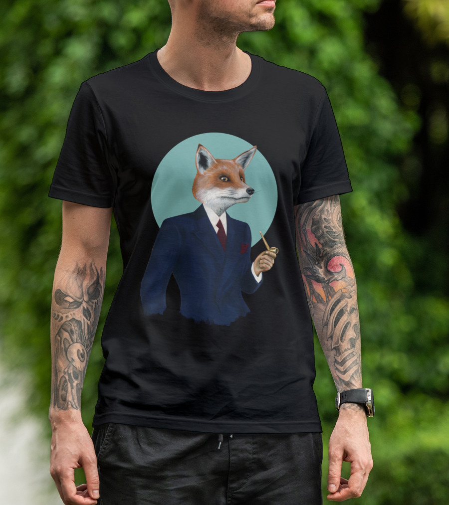 Mr Fox Dapper Suit Smoking Pipe T-Shirt