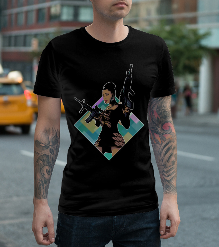 Nicki Minaj Lookin Ass Machine Guns Two Rifles Glamorous T-Shirt