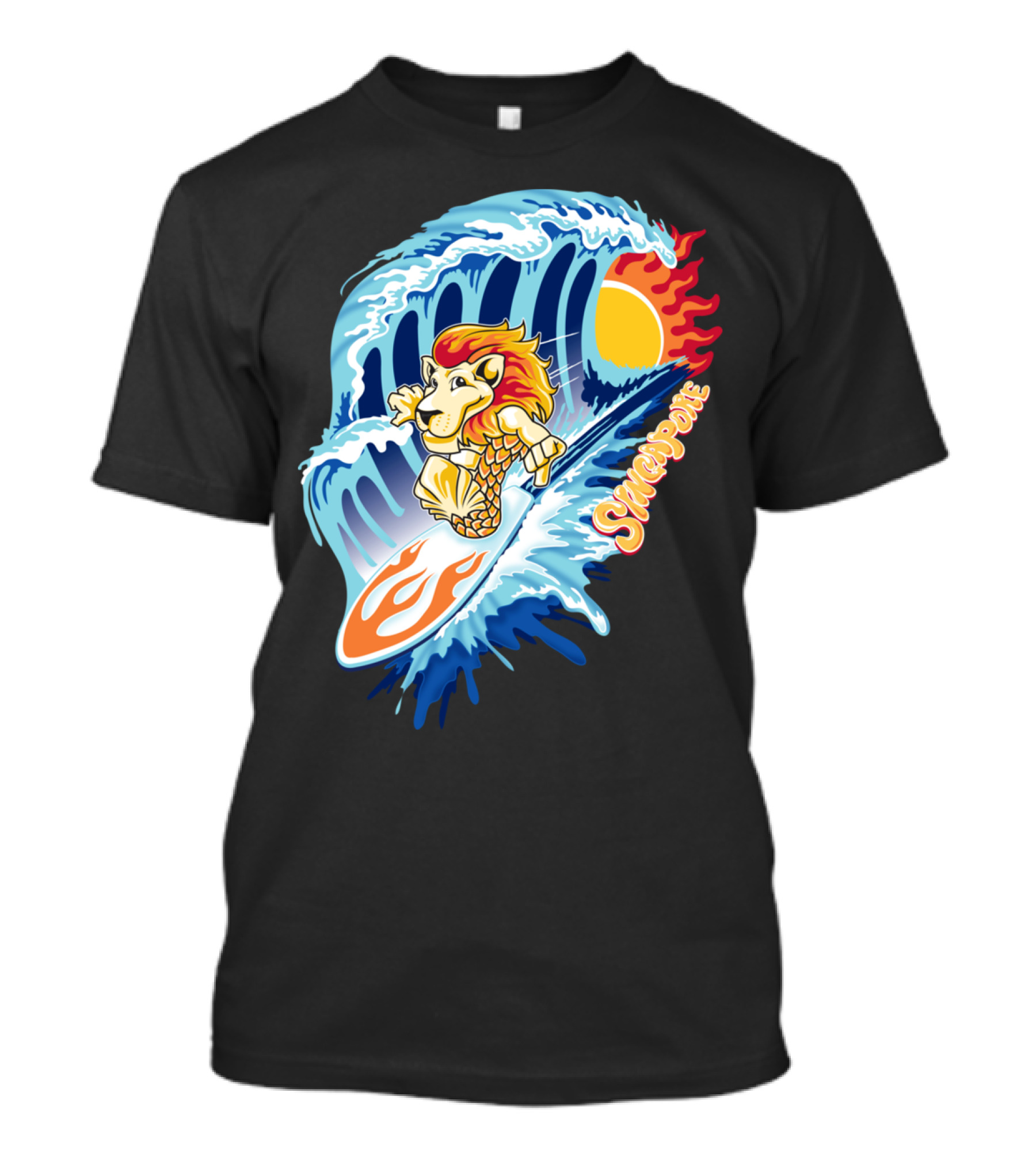 Merlion Surfer Singapore Wave Adventure T-Shirt