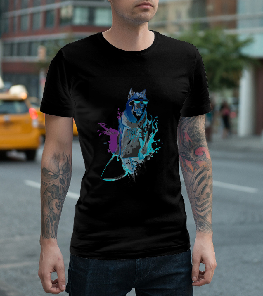 Tiger Time Surfing Dog T-Shirt