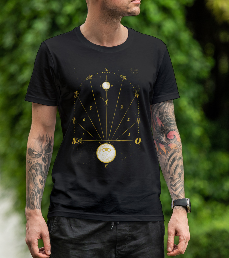 Illuminati Eye Compass With Numerical Timeline And Interstellar Symbols T-Shirt