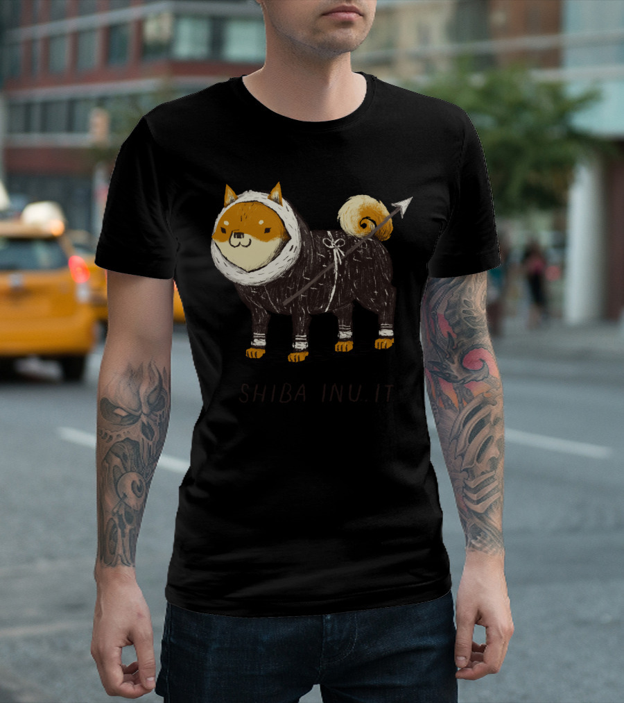Shiba Inu It Arctic Inuit Dog with Arrow and Hood T-Shirt