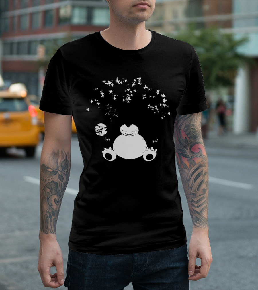 Snorlax Zen Circle Blossom Moon Scene T-Shirt