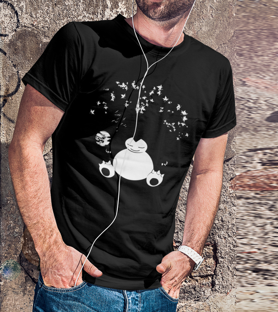 Snorlax Zen Circle Blossom Moon Scene T-Shirt