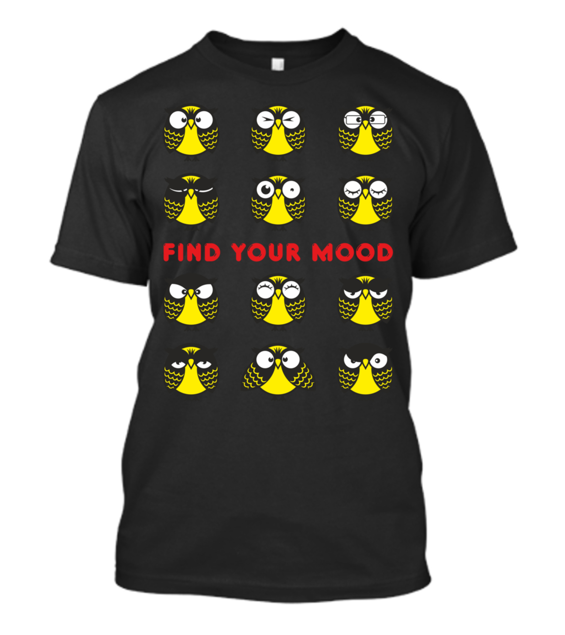 Find Your Mood Owls With Expressive Faces T-Shirt