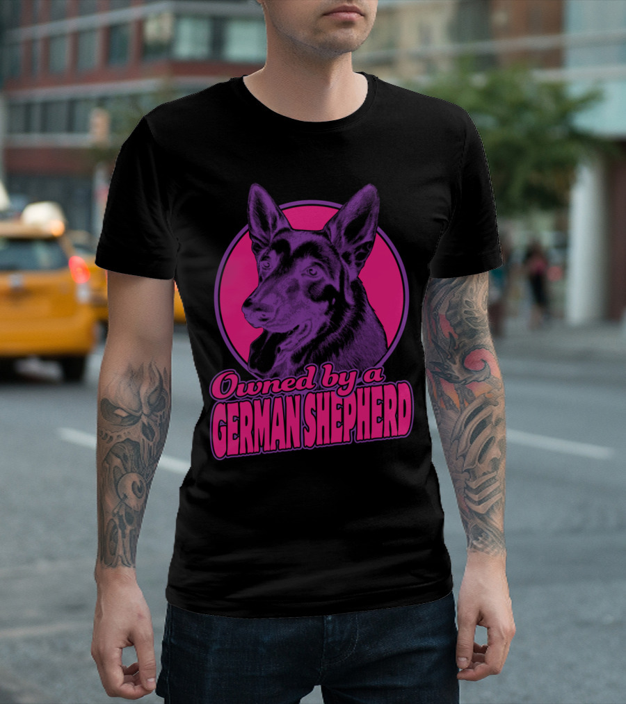 Owned By A German Shepherd Purple Pink T-Shirt