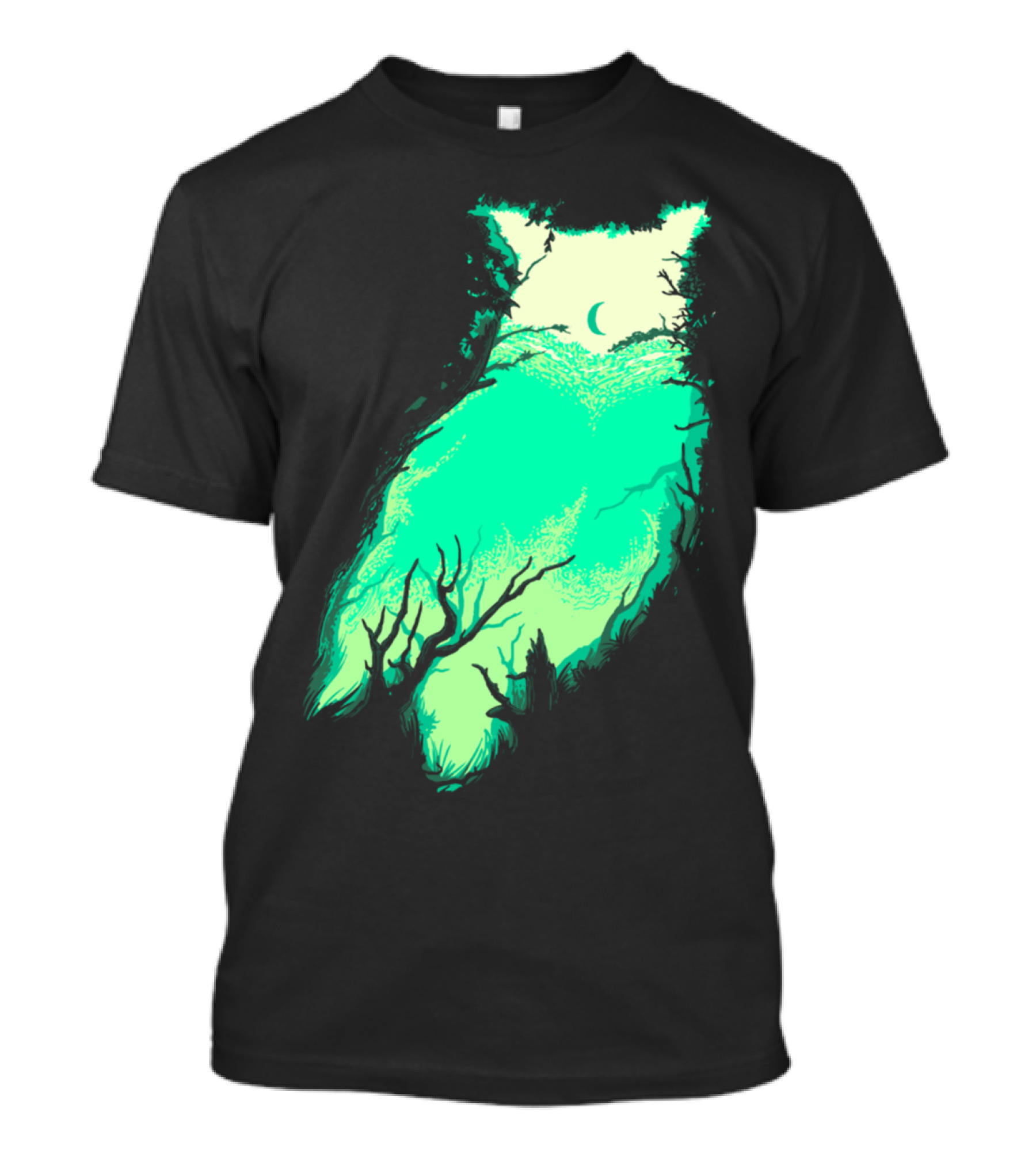 Night Owl Crescent Moon Forest Vista T-Shirt