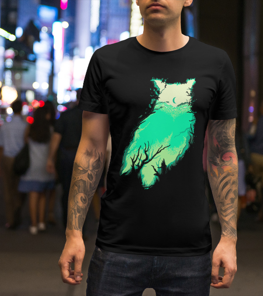 Night Owl Crescent Moon Forest Vista T-Shirt
