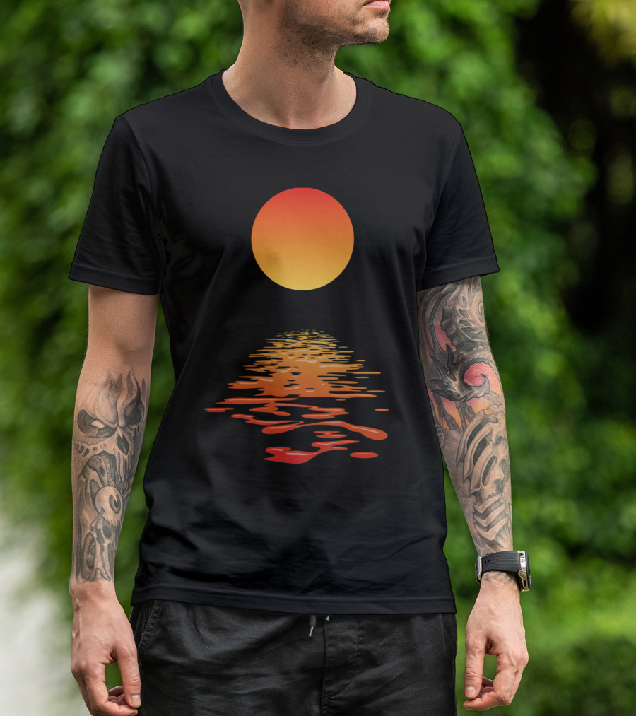 Glowing Sun Reflection On Water Twilight T-Shirt