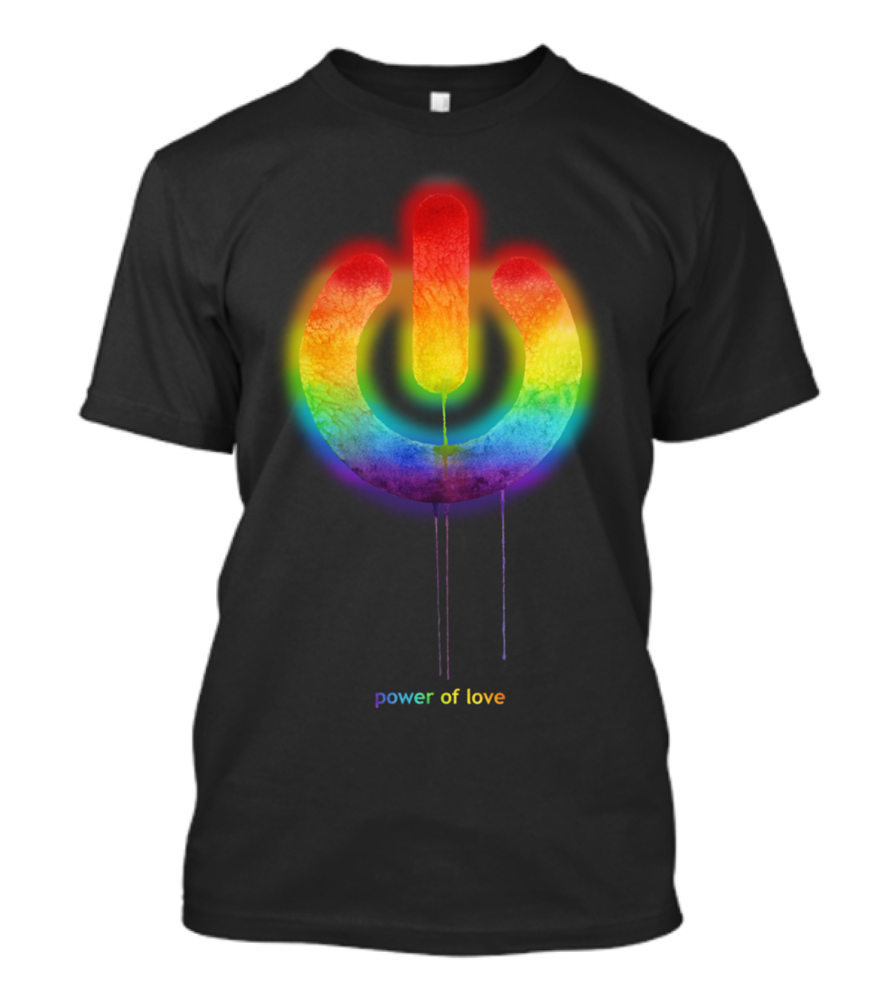 Power Of Love Rainbow Power Button T-Shirt