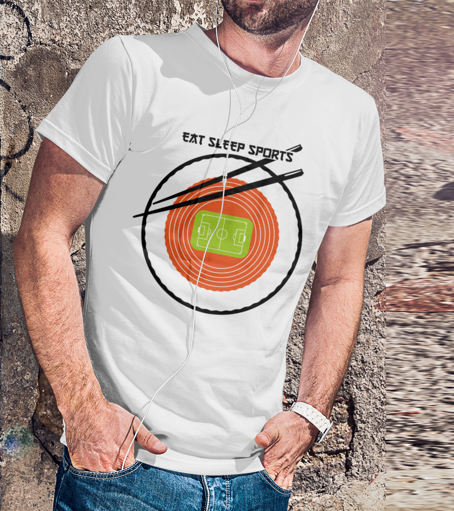 Eat Sleep Sports Sushi With Soccer Field Chopsticks T-Shirt