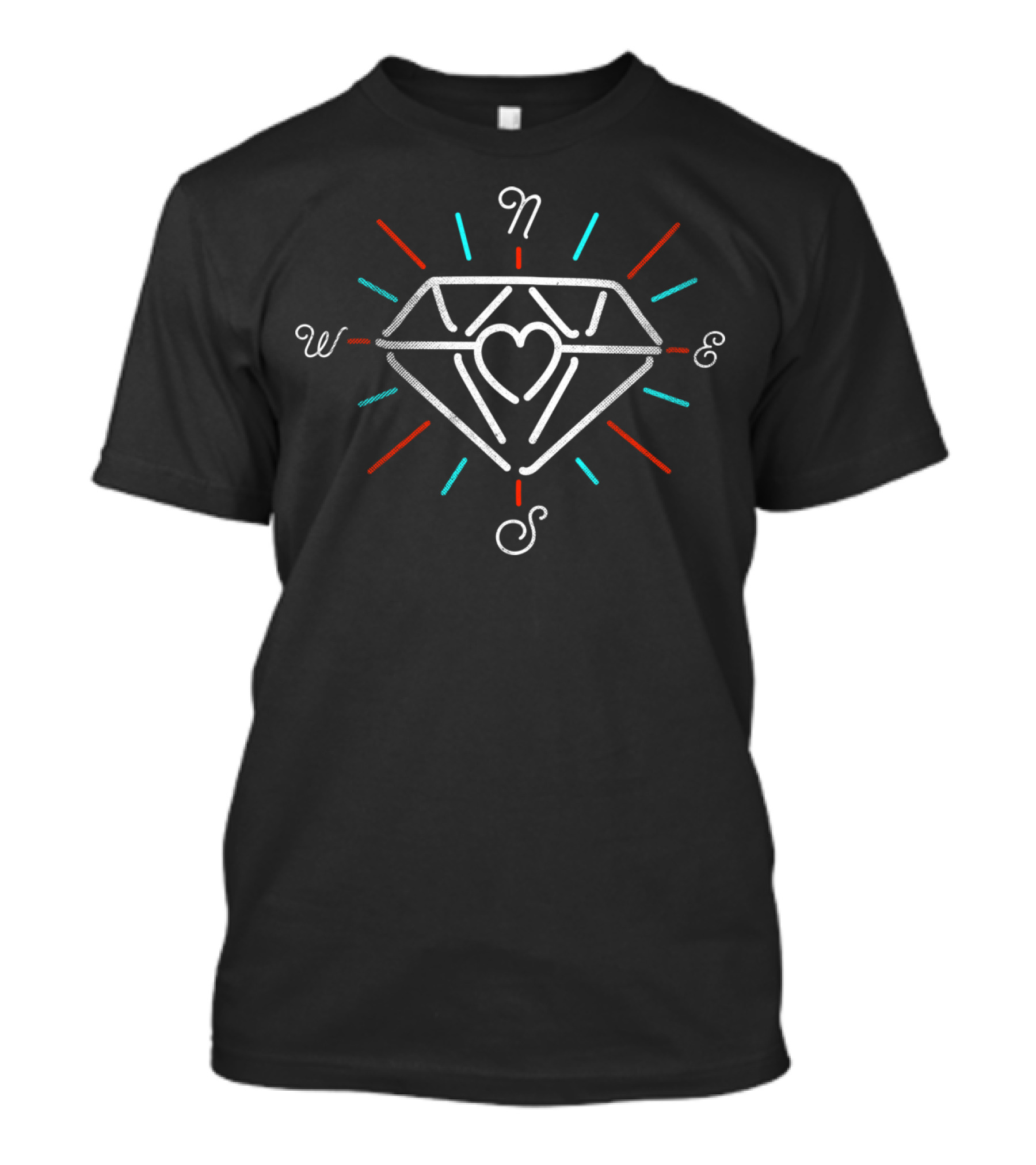 Looking For Love Or Riches Compass Heart Diamond T-Shirt