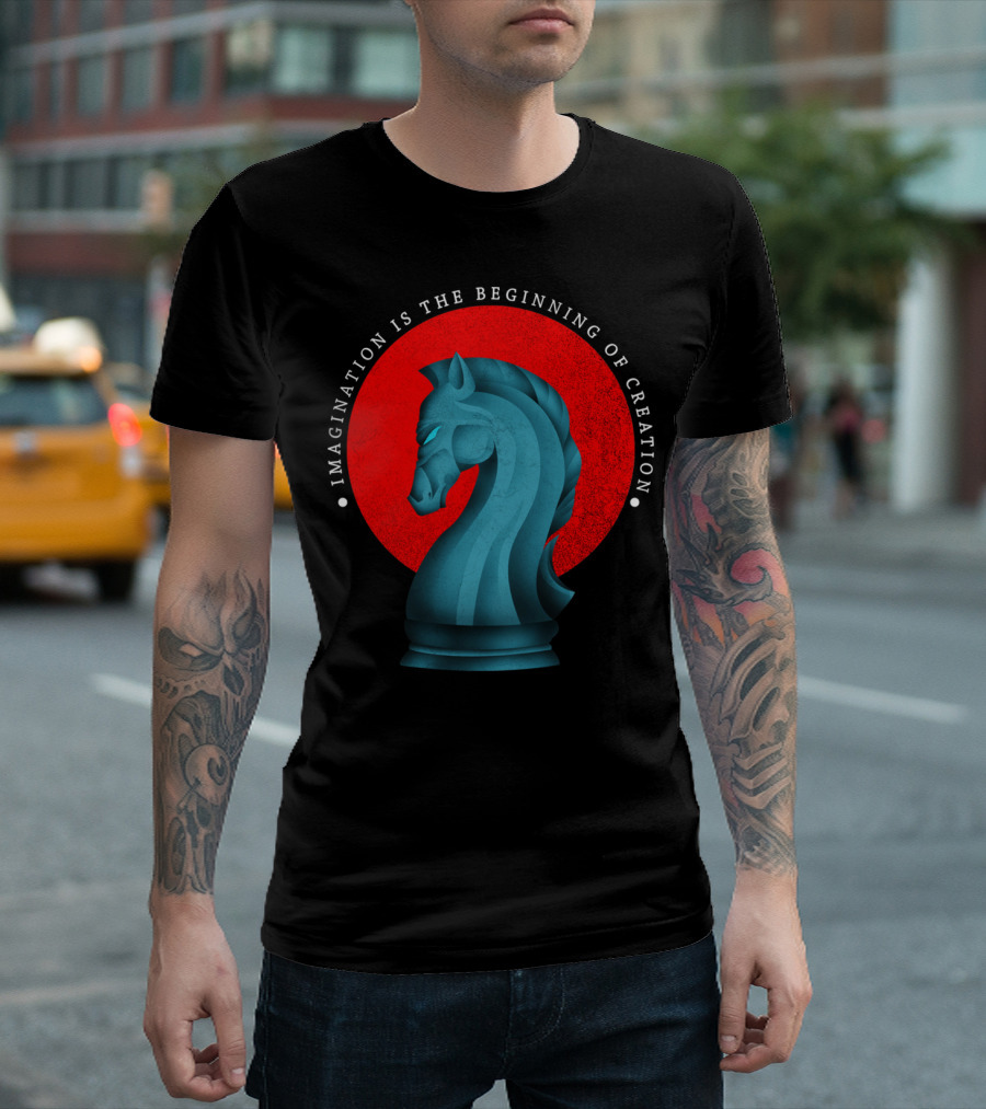 Imagination Is The Beginning Of Creation Chess Knight Red Circle T-Shirt