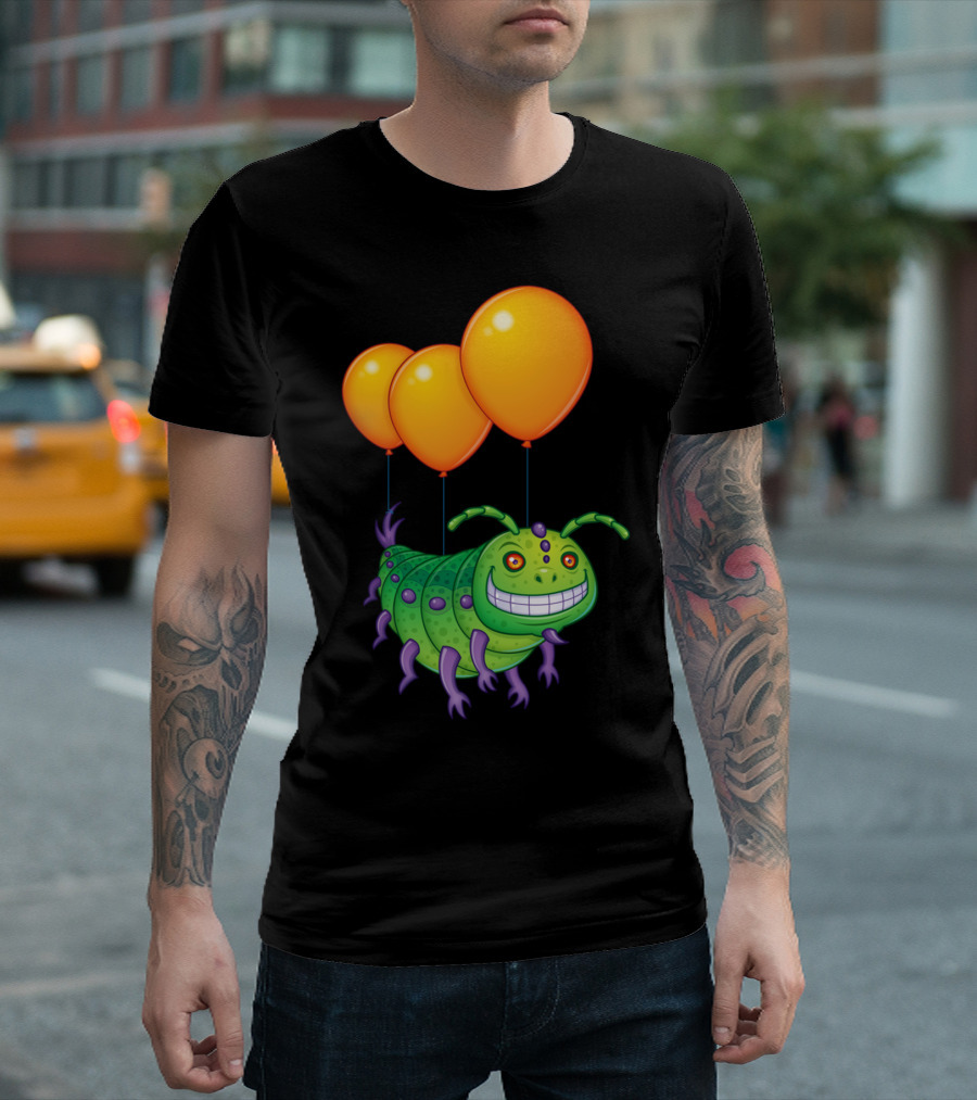Impatient Caterpillar Floating With Balloons T-Shirt