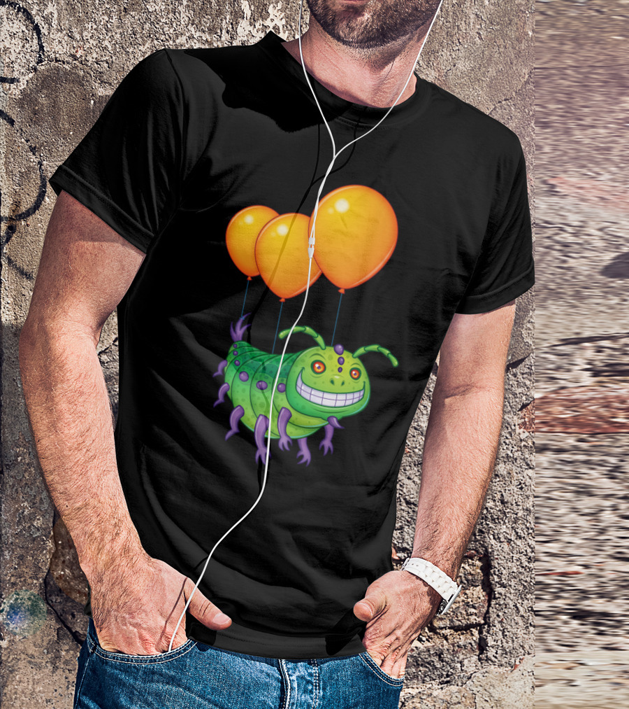 Impatient Caterpillar Floating With Balloons T-Shirt