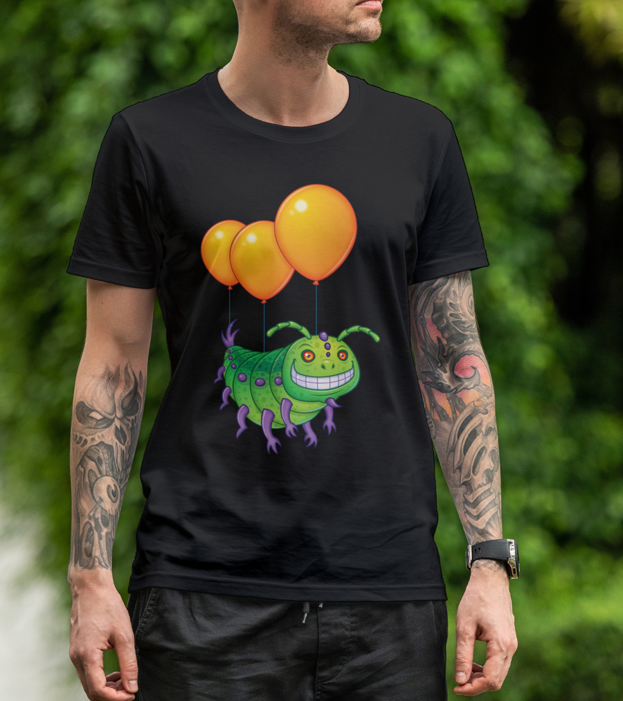 Impatient Caterpillar Floating With Balloons T-Shirt