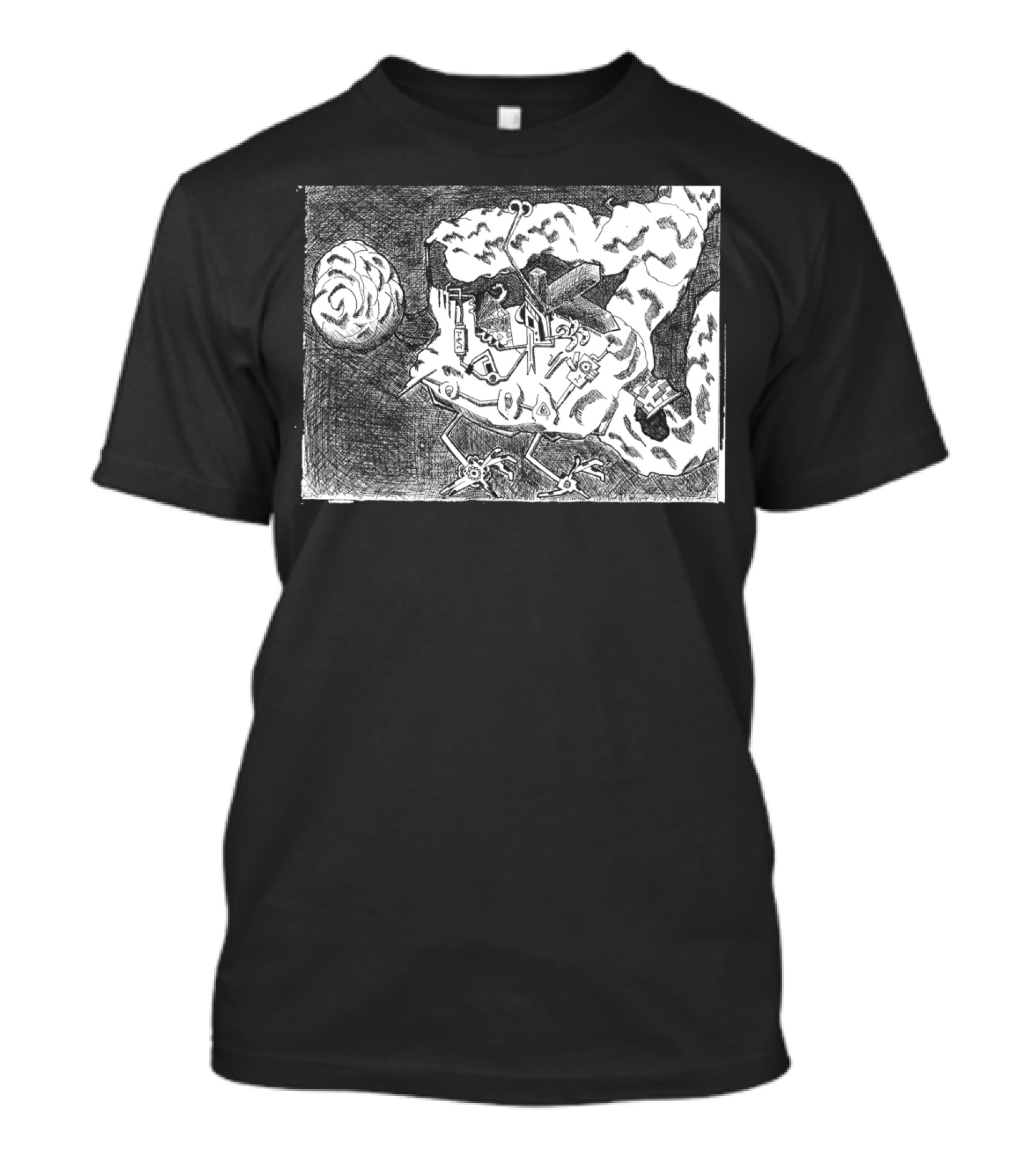 Ship And Its Pet Surreal Abstract Drawing T-Shirt
