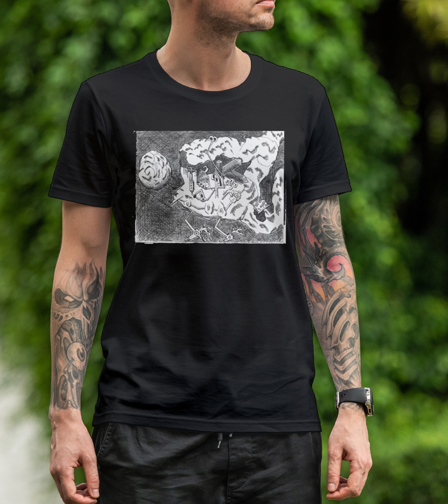 Ship And Its Pet Surreal Abstract Drawing T-Shirt