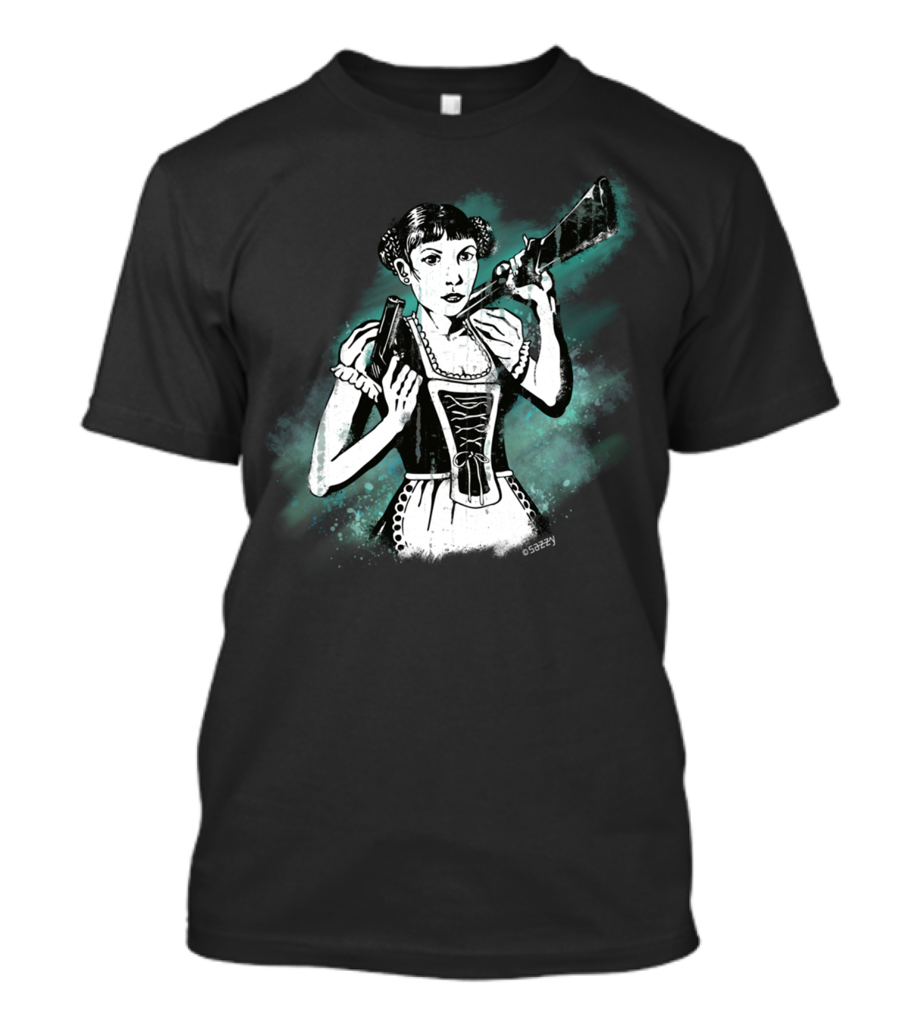 Nightmare Girl Retro Bavarian Gunfighter By Sazzy T-Shirt