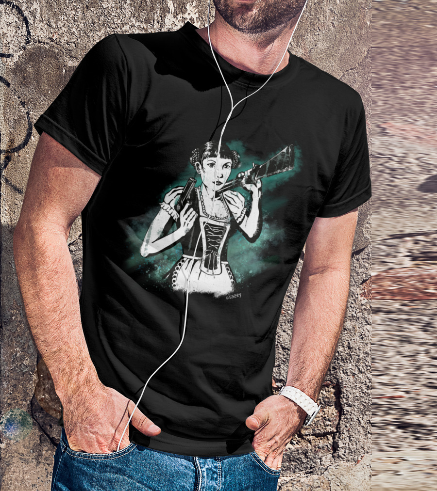 Nightmare Girl Retro Bavarian Gunfighter By Sazzy T-Shirt