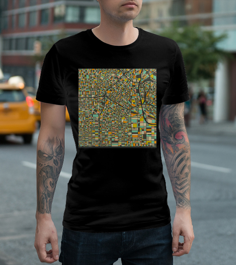 LOS ANGELES COLORFUL STREET MAP T-Shirt