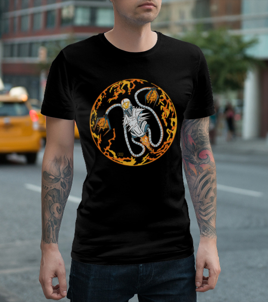 Fireball Robot in Flaming Orb T-Shirt