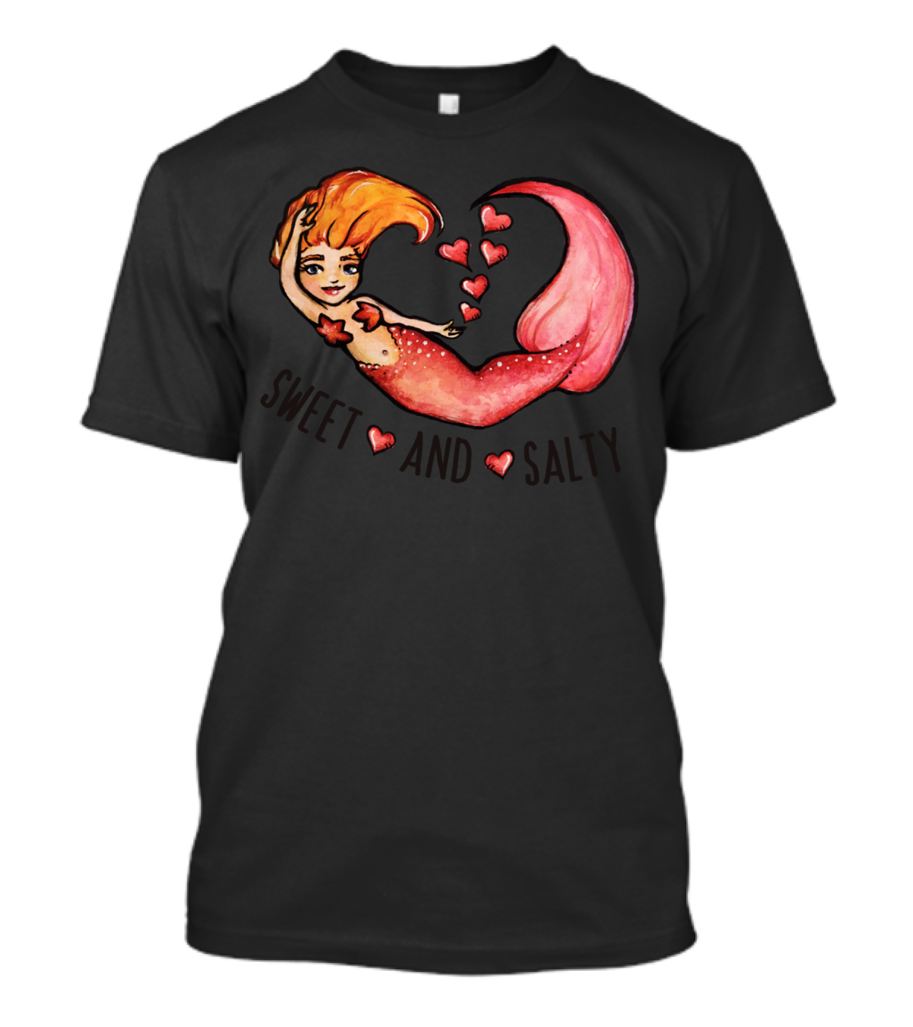 Sweet And Salty Mermaid With Red Hearts T-Shirt