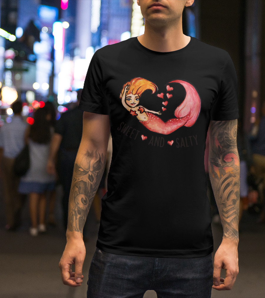 Sweet And Salty Mermaid With Red Hearts T-Shirt