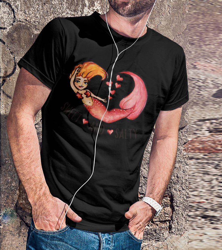 Sweet And Salty Mermaid With Red Hearts T-Shirt