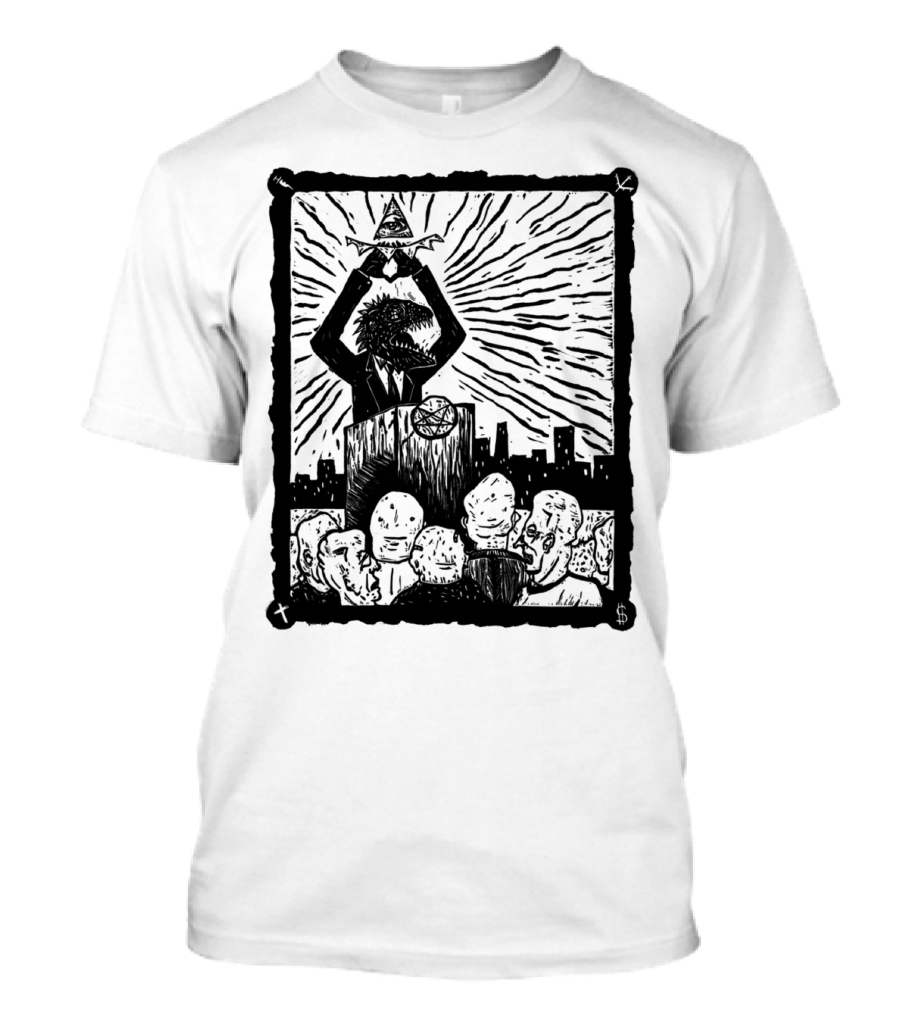 Reptilians Illuminati Wizard Leader Addressing Followers T-Shirt