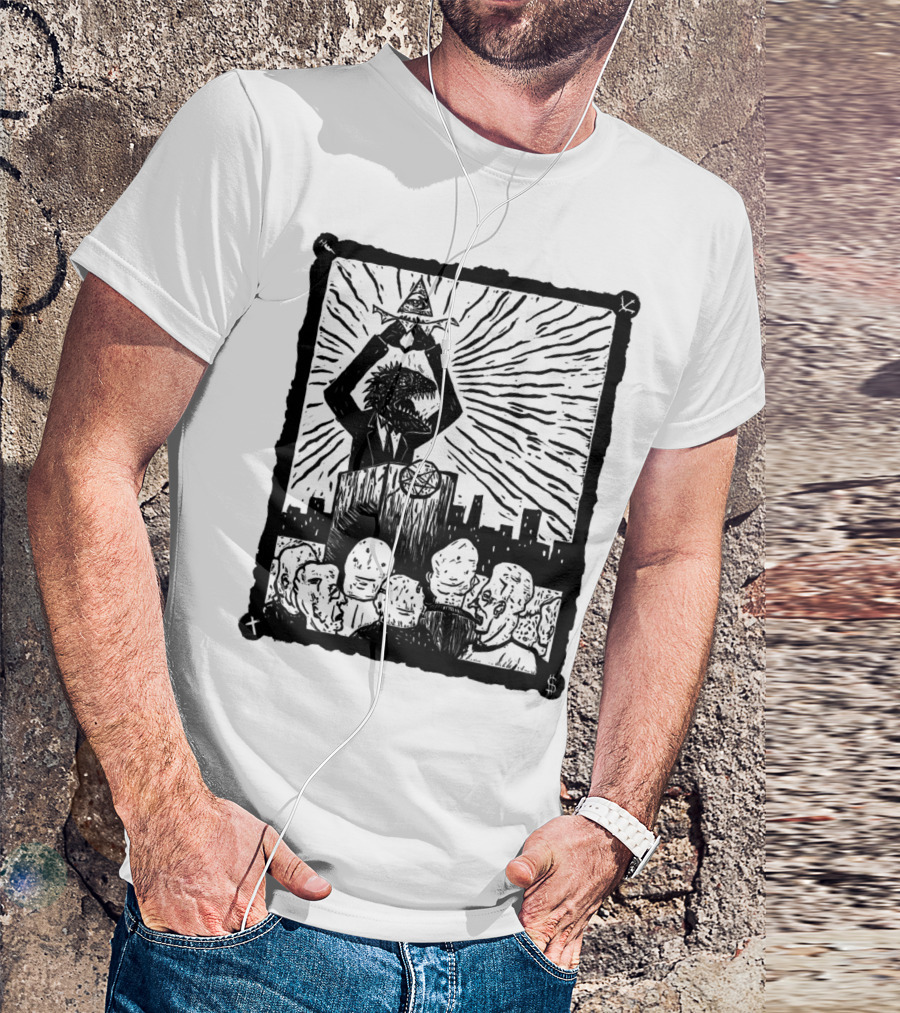 Reptilians Illuminati Wizard Leader Addressing Followers T-Shirt