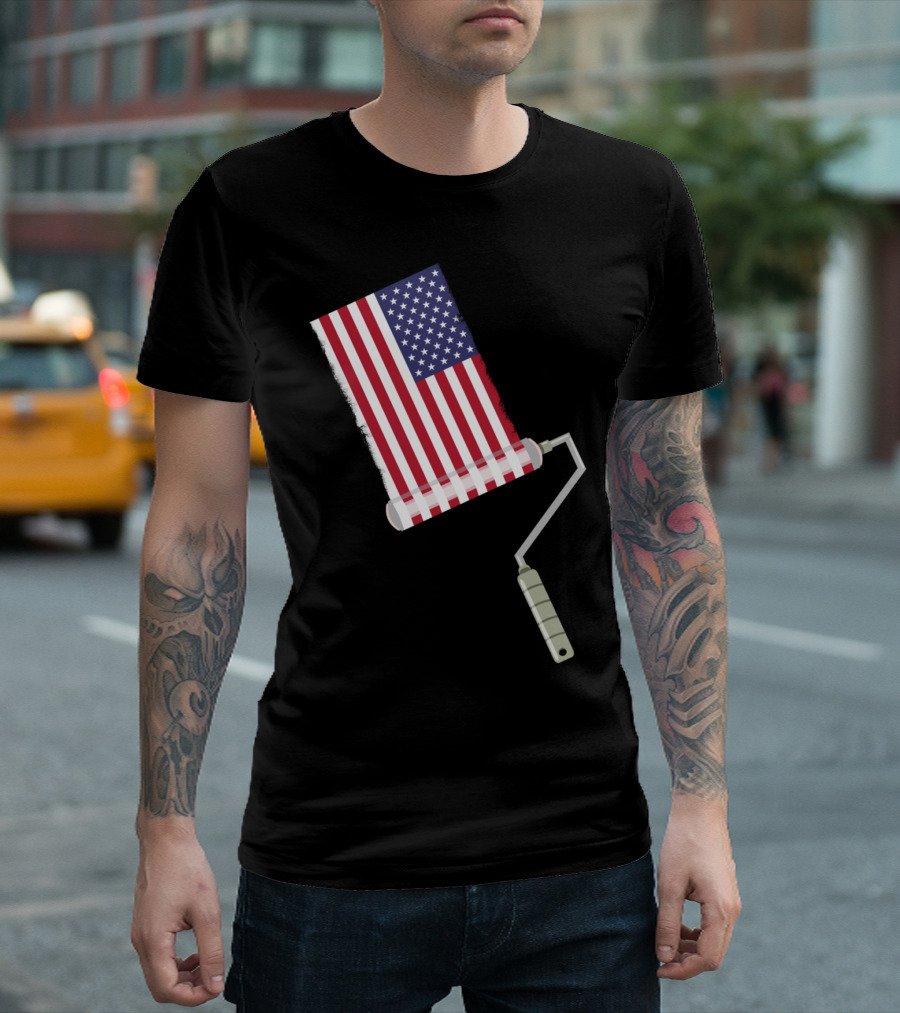Paint Roller American Flag T-Shirt