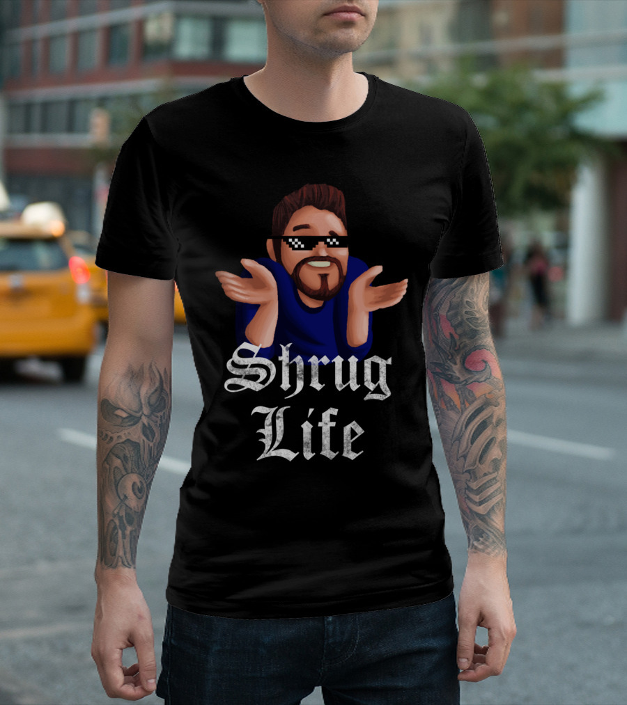 Shrug Life 8-Bit Sunglasses Meme T-Shirt