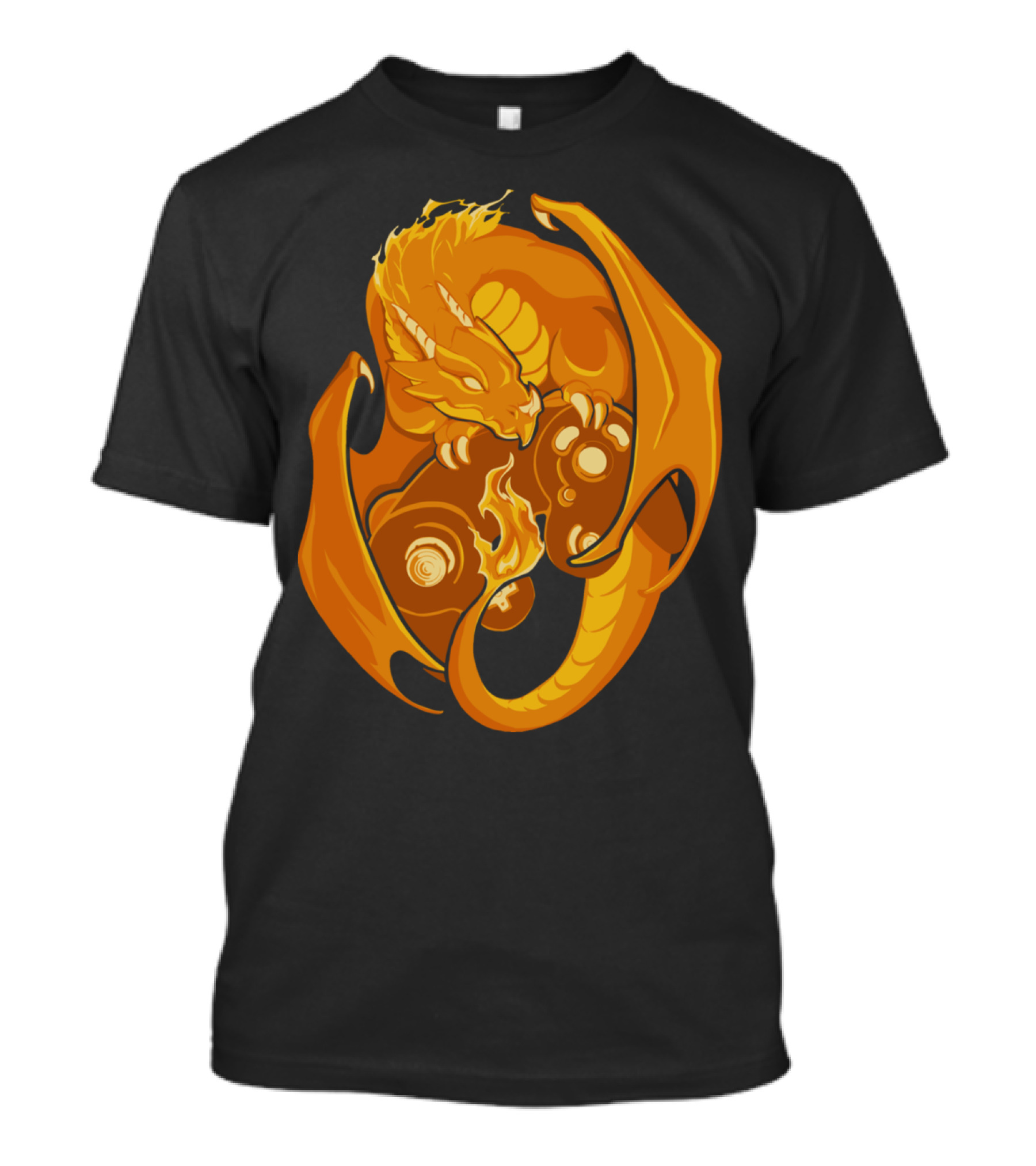 FireDragon Gamer Fiery Golden Dragon Emblem T-Shirt