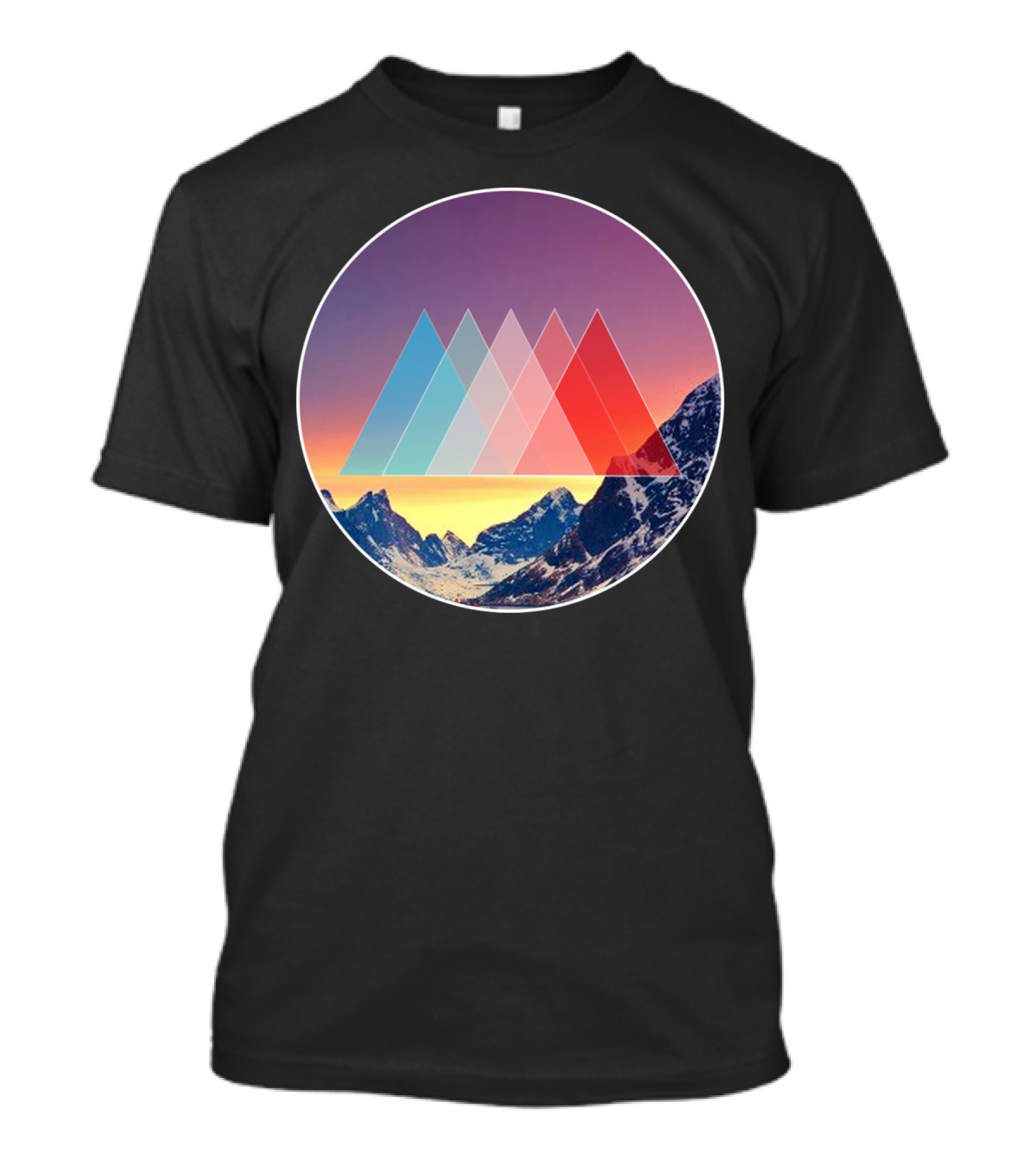 MTNS Colorful Mountain Landscape With Geometric Overlay T-Shirt