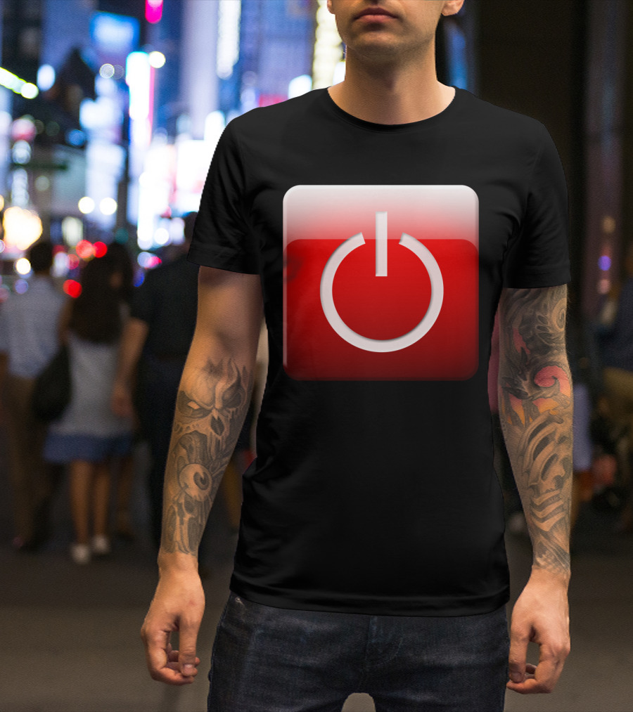 Shutdown Button Power Symbol On Red Square Background T-Shirt