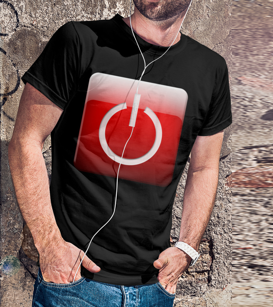 Shutdown Button Power Symbol On Red Square Background T-Shirt