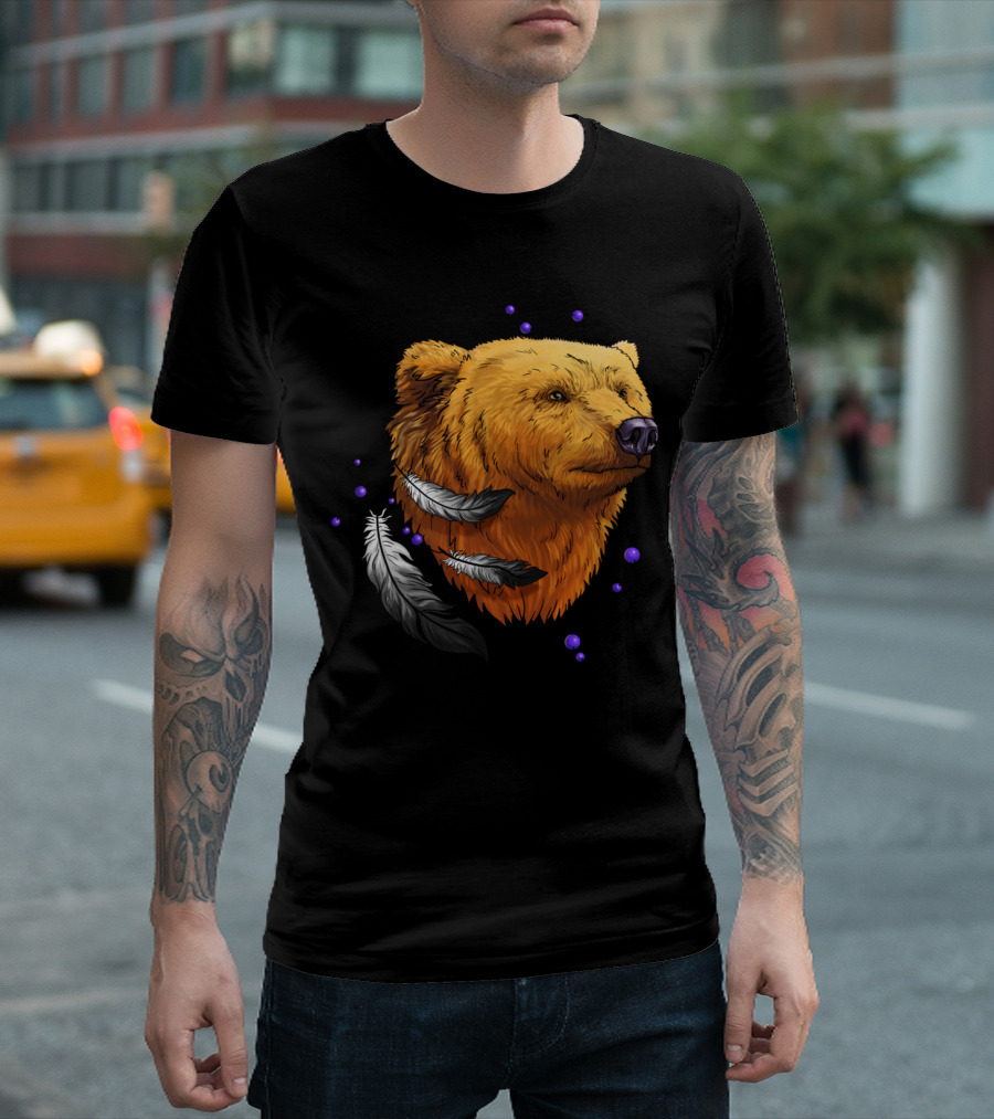 Indian Bear Dreamcatcher Feathers T-Shirt