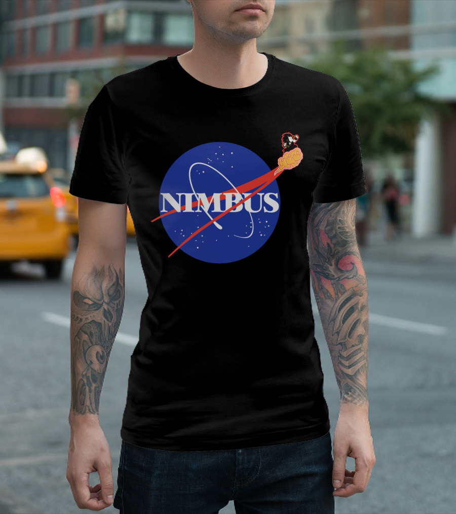 Nimbus Space Logo Parody With Flying Character T-Shirt
