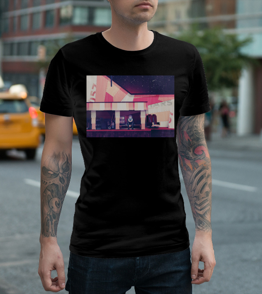 Lost In Space Diner Under Starry Night Sky T-Shirt