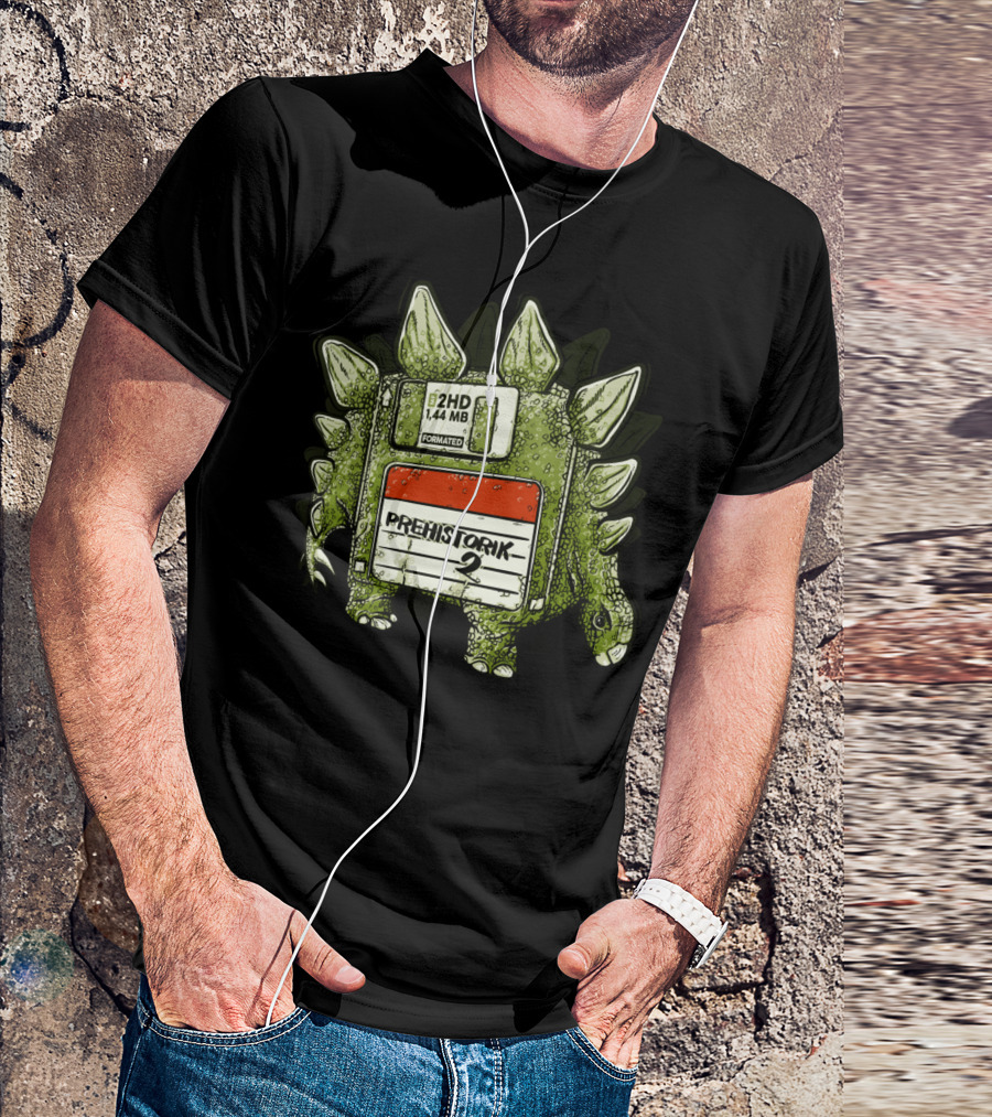 Prehistorik 2 1.44 MB Formatted Stegosaurus Floppy Disk Dinosaur T-Shirt
