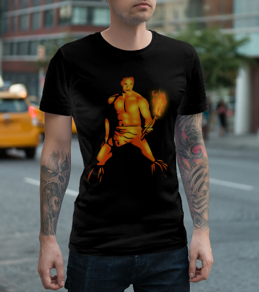 Firelight Torch Bearer Warrior with Flame T-Shirt