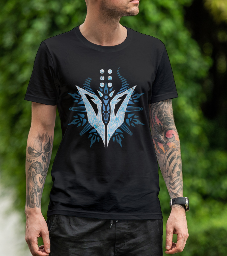Sigil Of Wolves Mystical Ice Emblem With Tribal Blue T-Shirt