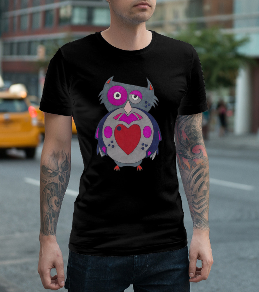 Too Wise To Care Owl Heart T-Shirt