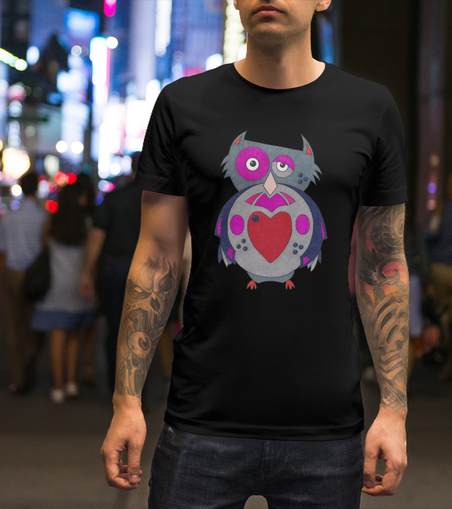 Too Wise To Care Owl Heart T-Shirt