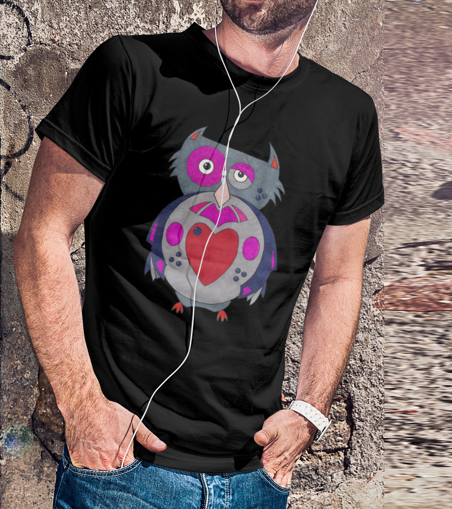 Too Wise To Care Owl Heart T-Shirt