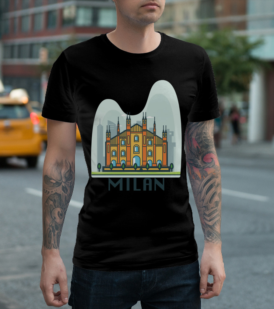 Milan Cathedral Duomo Illustration City Skyline T-Shirt