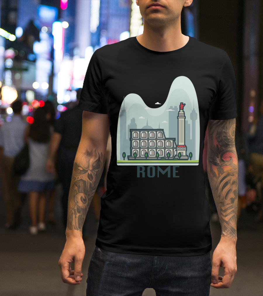 Rome Iconic Landmarks Cityscape T-Shirt
