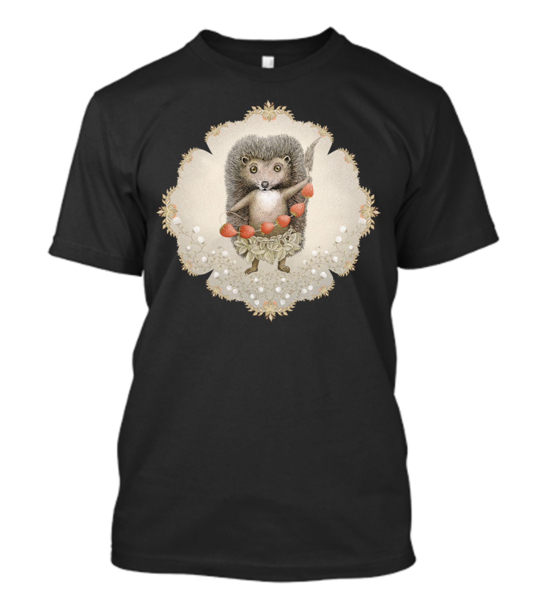 Presents From Forest Hedgehog With Berry Garland And Floral Frame T-Shirt